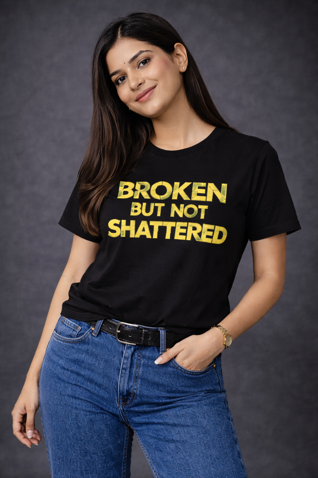Broken Round Neck Graphic Tee | The Fifth Thread