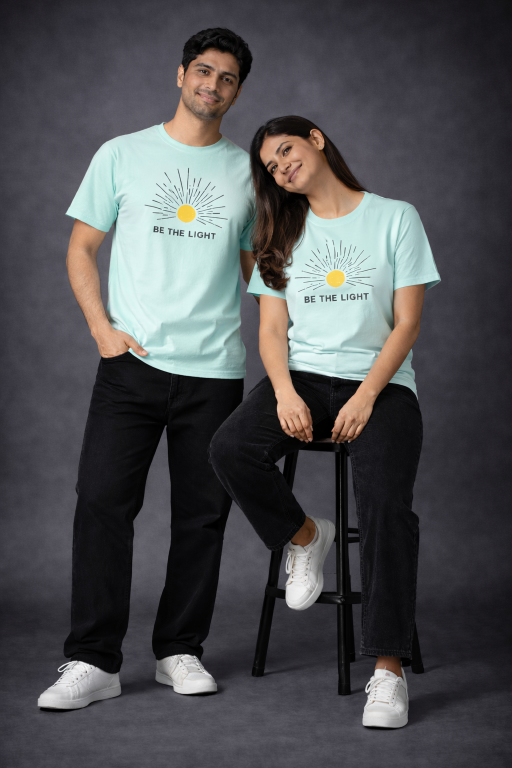 Be The Light Round Neck Graphic Tee | The Fifth Thread