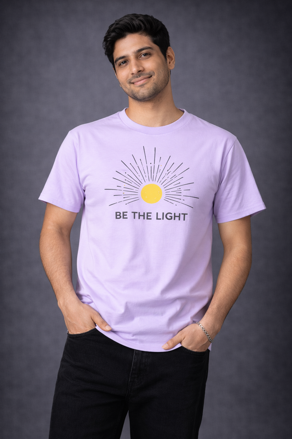 Be The Light Round Neck Graphic Tee | The Fifth Thread