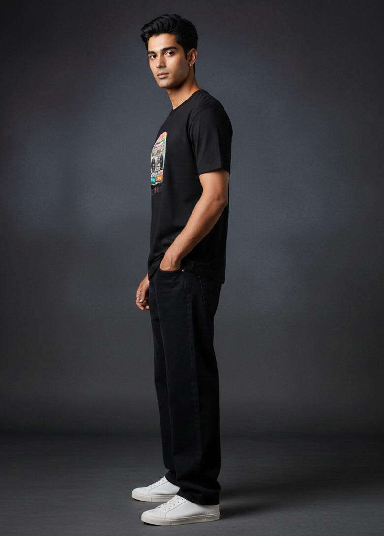 Feel The Music Round Neck Graphic Tee | The Fifth Thread