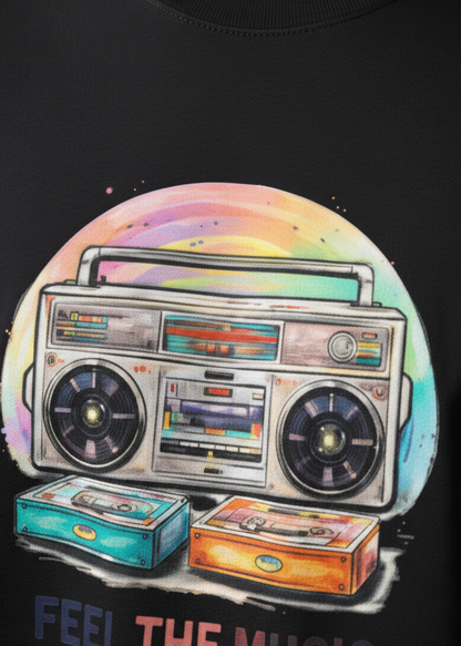 Feel The Music Round Neck Graphic Tee | The Fifth Thread