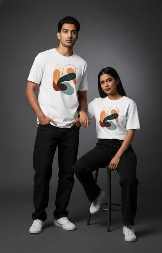 Brushwave Round Neck Graphic Tee | The Fifth Thread