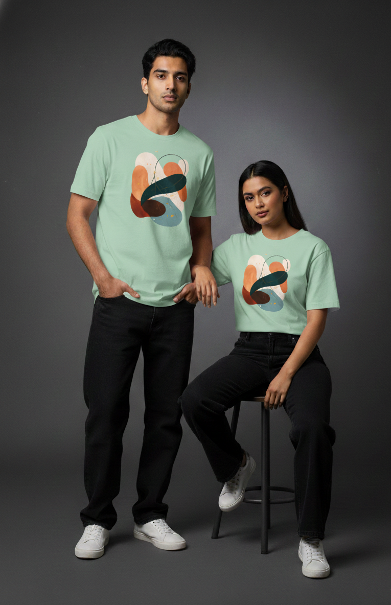 Brushwave Round Neck Graphic Tee | The Fifth Thread