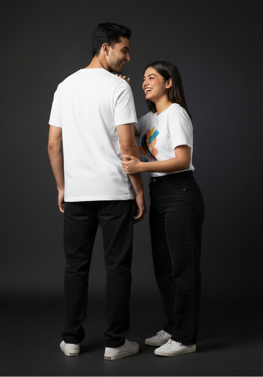 Abstract Pulse Round Neck Graphic Tee | The Fifth Thread