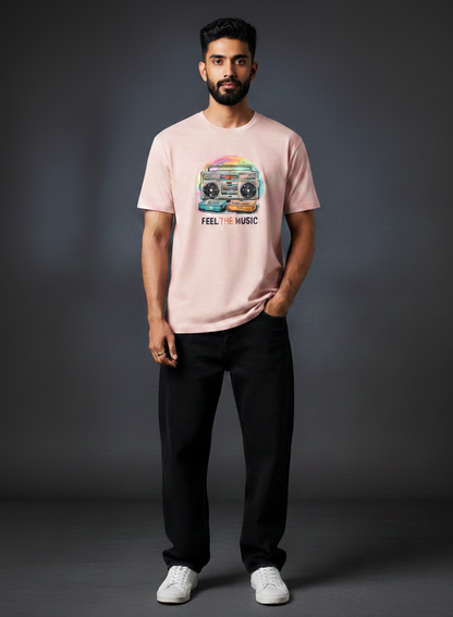 Feel The Music Round Neck Graphic Tee | The Fifth Thread