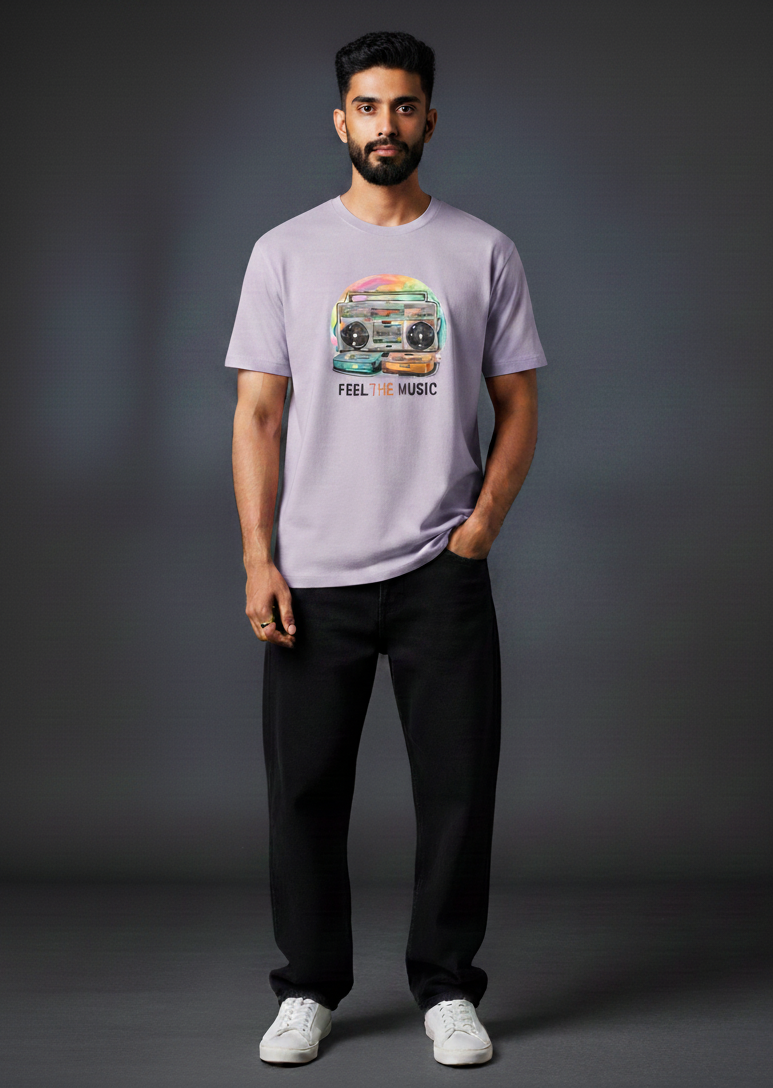 Feel The Music Round Neck Graphic Tee | The Fifth Thread
