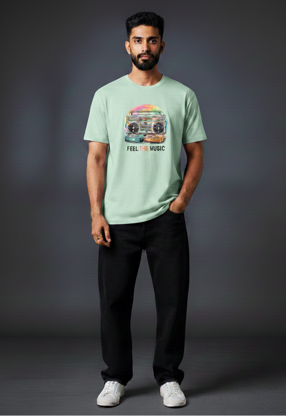 Feel The Music Round Neck Graphic Tee | The Fifth Thread