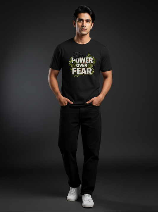 Power Over Fear Round Neck Graphic Tee | The Fifth Thread