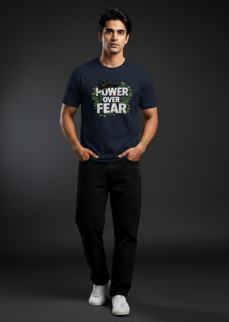 Power Over Fear Round Neck Graphic Tee | The Fifth Thread