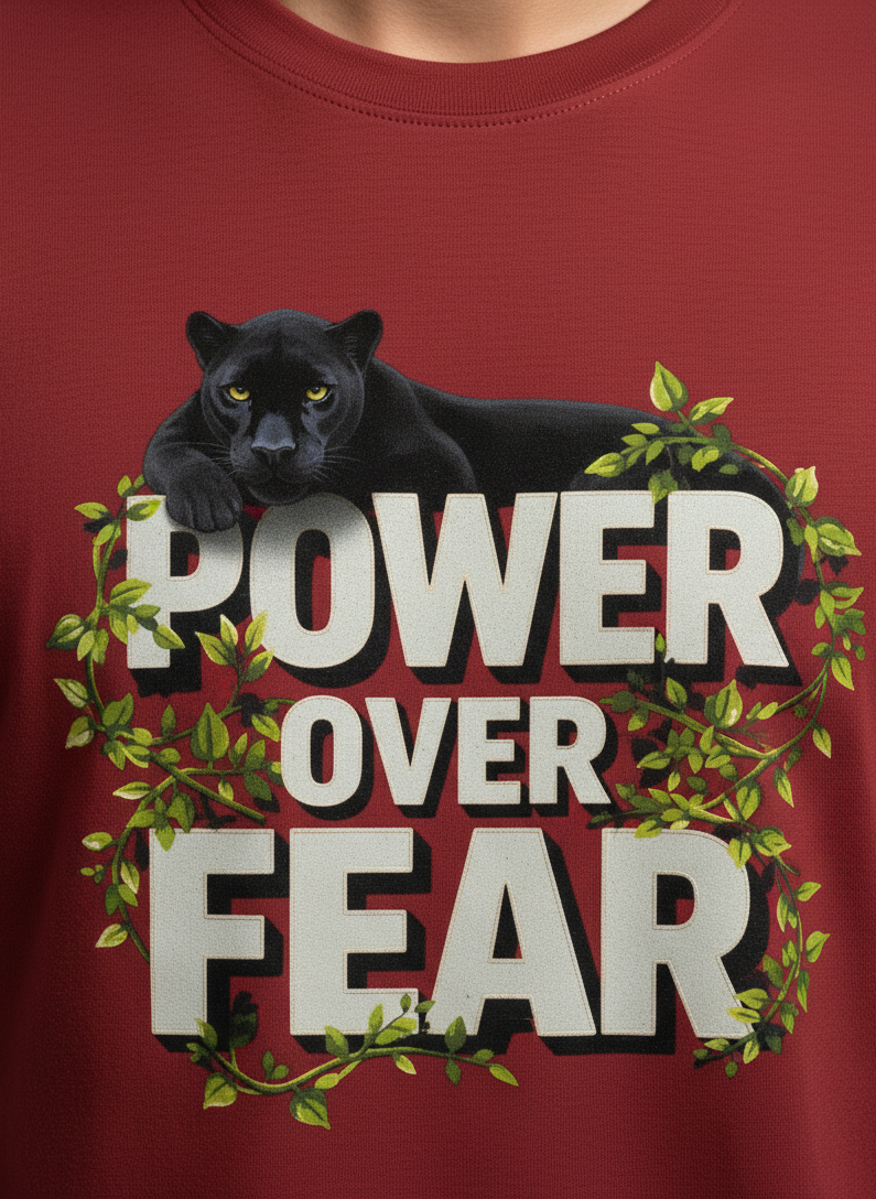 Power Over Fear Round Neck Graphic Tee | The Fifth Thread