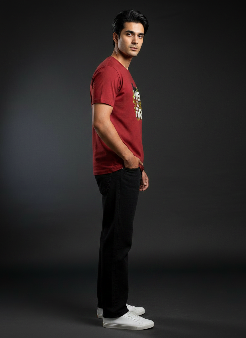 Power Over Fear Round Neck Graphic Tee | The Fifth Thread
